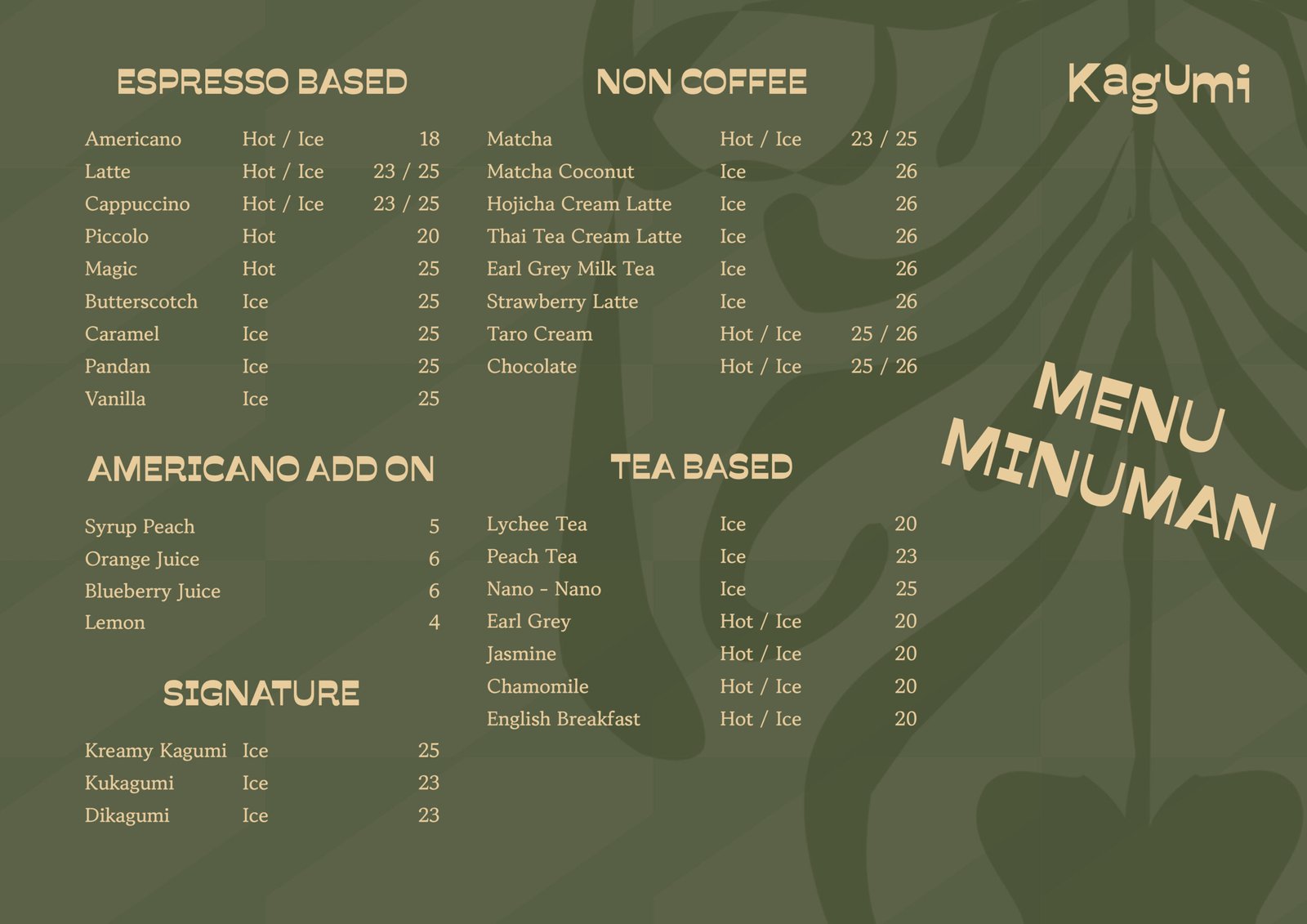 Menu List Sisi Minuman